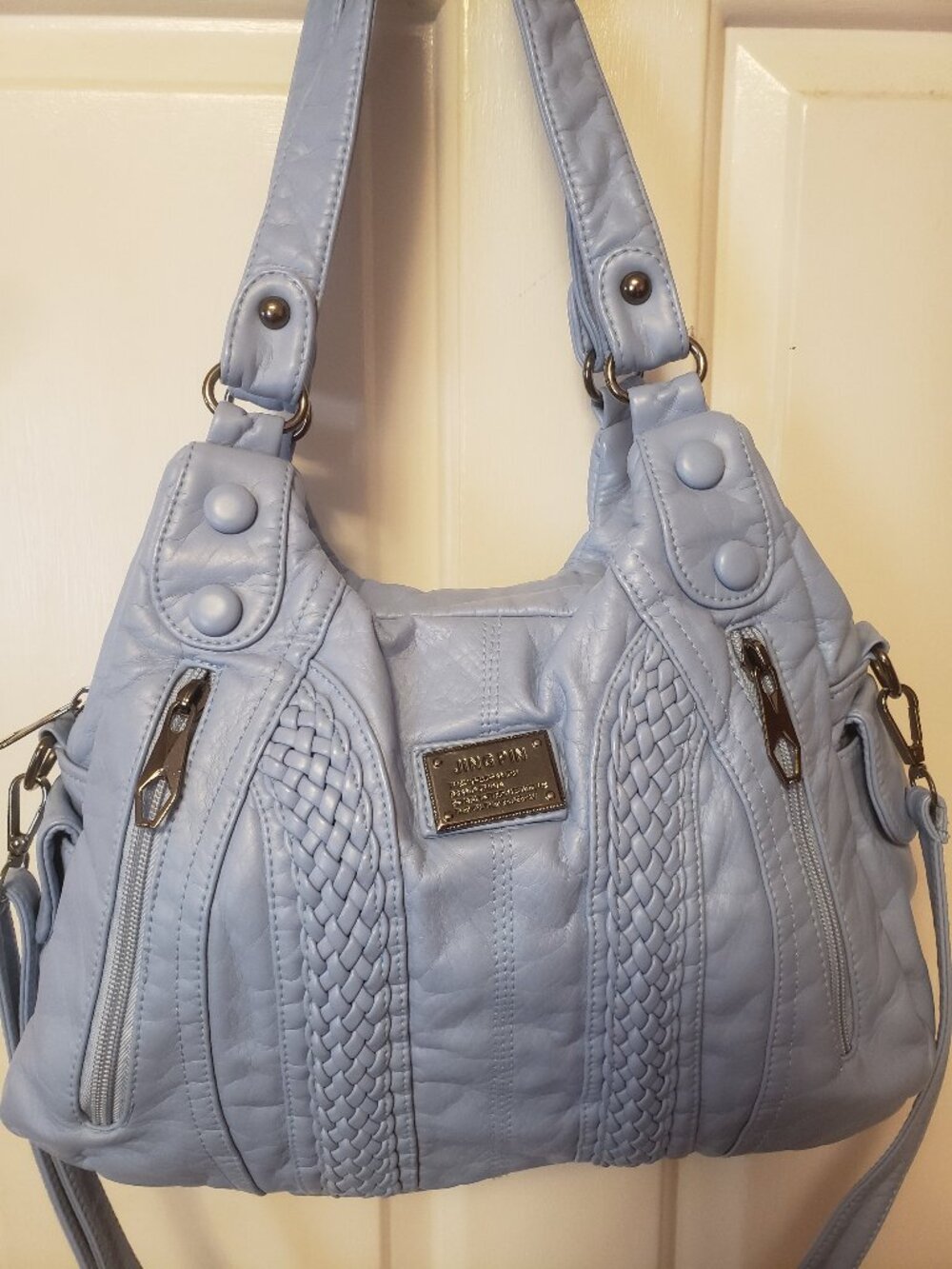 JING PING LIGHT BLUE SHOULDER BAG.